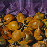 Granadas chinas , 2006, oil on canvas 51.2 x 51.2 in