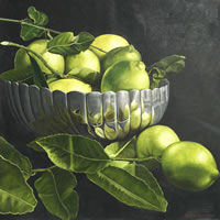 Nopales en canasto, 2015, óleo/lino, 75 cm X 75 cm