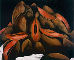 Mameyes con fondo negro, 2007, óleo/lino 200 x 250 cm