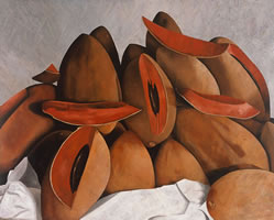 Mameyes grandes con fondo gris, 2007, óleo/lino 200 x 250 cm