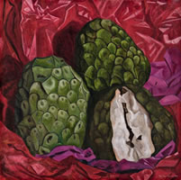3 Chirimoyas, 2011, oil on canvas 39.3 X 39.3 in