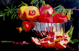 Nopales en canasto, 2015, óleo/lino, 75 cm X 75 cm