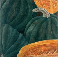 Tres calabazas y una partida, 1999, oil on canvas