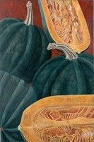 Calabazas partida y enteras, 2001, oil on canvas 35.4 x 23.6 in