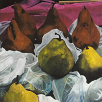 Peras, 2002, oil on canvas 27.6 x 27.6 in