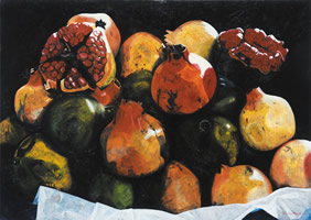 Granadas, 2002, oil on canvas 39.4 x 55.1 in
