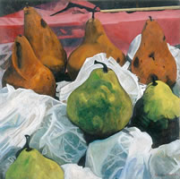 Peras, 2003, oil on canvas 35.4 x 35.4 in