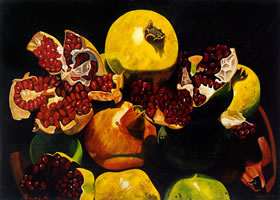 Granadas criollas I, 2004, oil on canvas 45.7 x 64.2 in