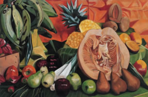 Naturaleza quieta con calabaza, 2005, óleo/lino 65 x 100 cm