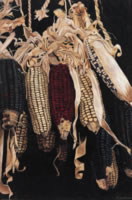 Mazorcas verticales 1, 2005, oil on canvas 67.3 x 44.1 in