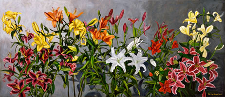 El predicamento de San Gabriel, 2010, oil on canvas 33.8 X 78.7 in