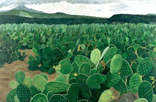 Nopalera rumbo a Tulancingo, 2000, oil on canvas