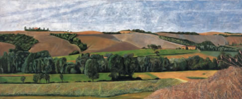 La Toscana al sur de Siena, 2005, oil on canvas, 44.1 x 92.9 in