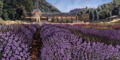 La abadia de Senanque, 2008, oil on canvas, 48 x 96.1 in