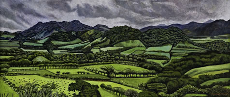 Paisaje de los Tuxtlas,Veracruz, 2011, óleo sobre lino 59 x 140 cm