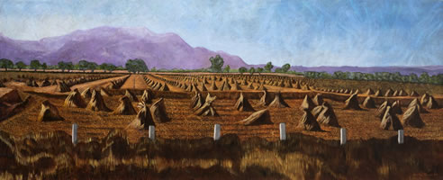Gavillas rumbo a Malinalco 2014, óleo/lino, 110 cm X 170 cm